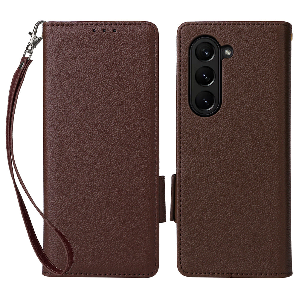Wallet Phone Case for Samsung Galaxy Z Fold5 5G Litchi Texture TPU Leather Flip Cover with Strap Wallet Phone Case for Samsung Galaxy Z Fold5 5G Litchi Texture TPU Leather Flip Cover with Strap